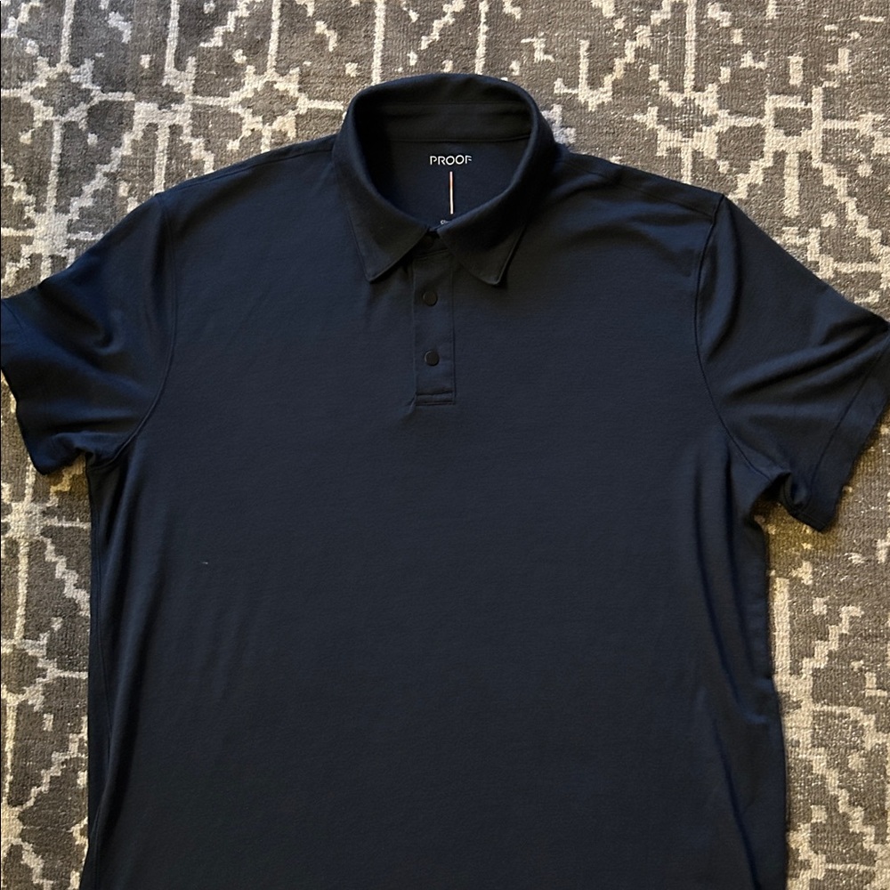 PROOF Navy Blue Merino Wool Polo Shirt - Picture 11 of 11